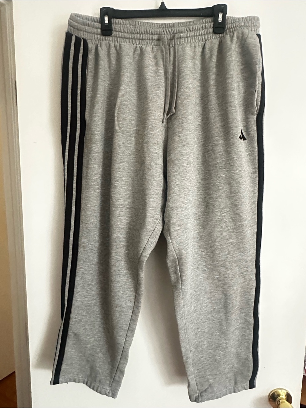 adidas Gray Track Pants with Black Stripes